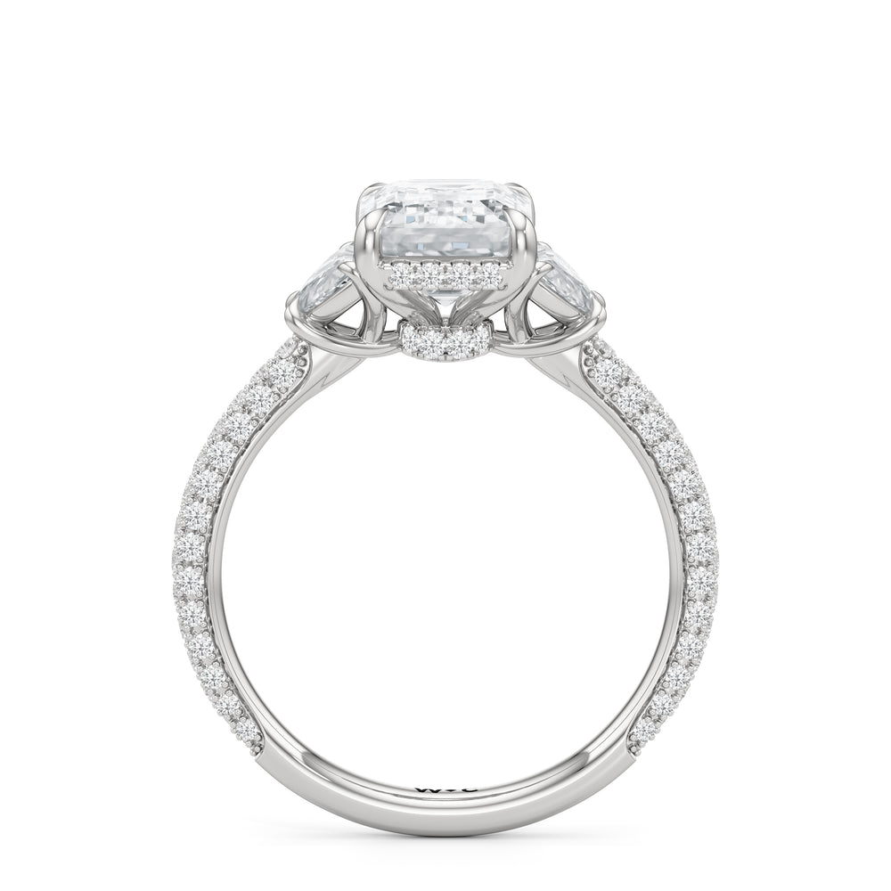 Emerald Cut The Juliet Three Stone Engagement Ring with Lab Grown Diamond in 14KT Platinum view 2
