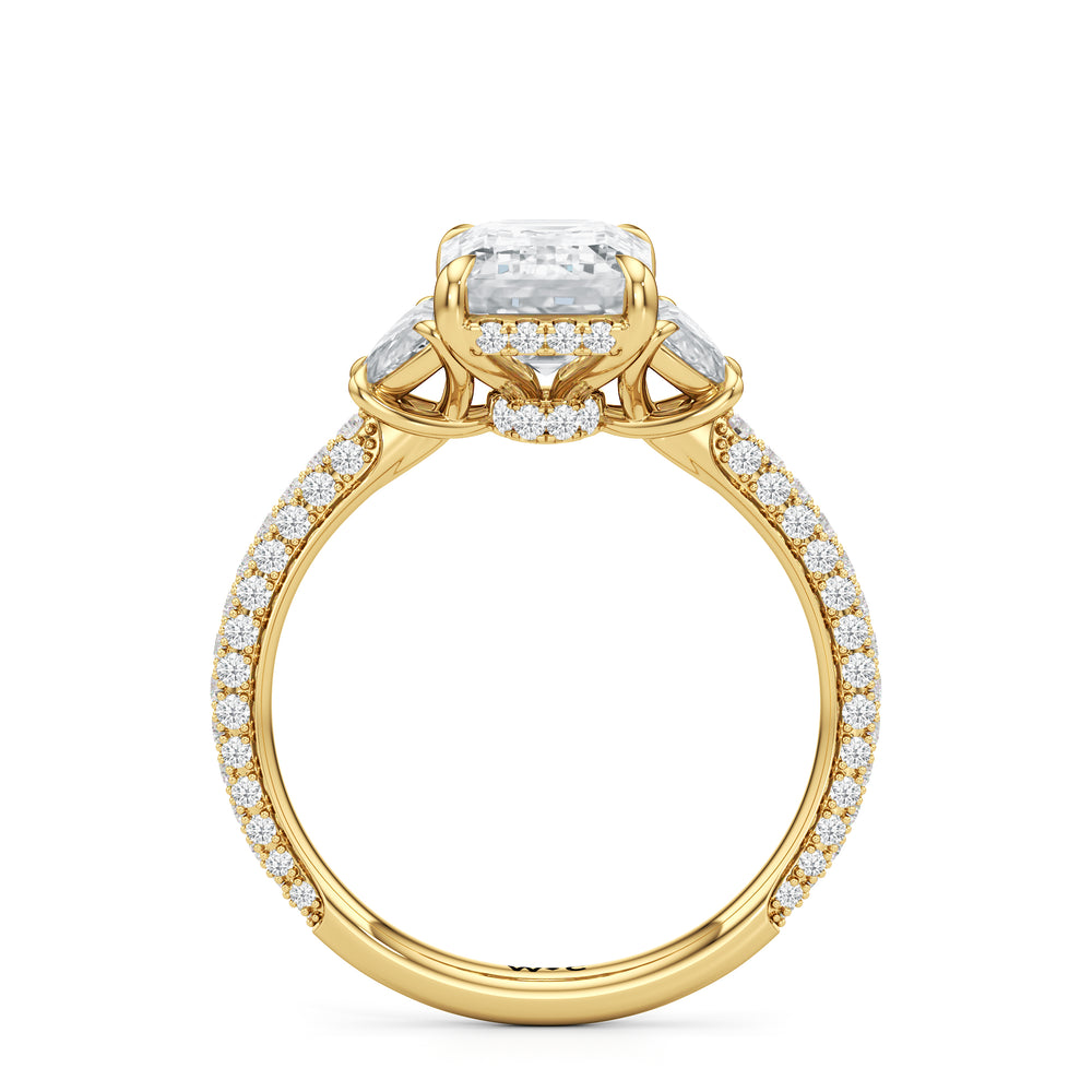 Emerald Cut The Juliet Three Stone Engagement Ring with Lab Grown Diamond in 14KT Yellow Gold view 2
