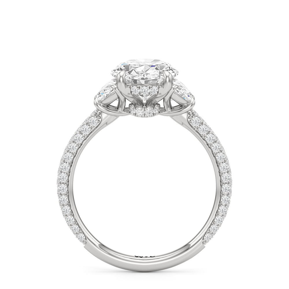 Oval Cut The Juliet Three Stone Engagement Ring with Lab Grown Diamond in 14KT Platinum view 2
