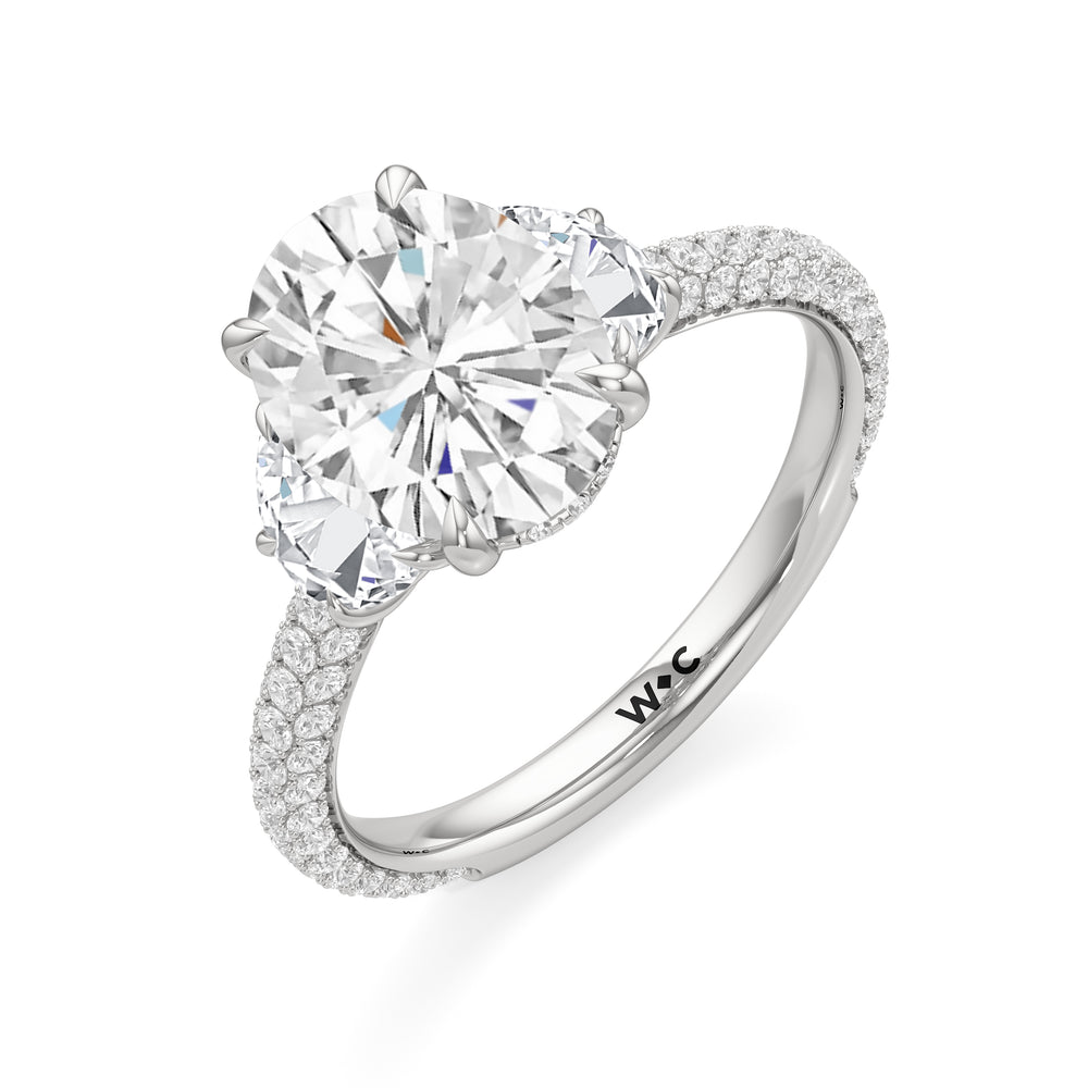 Oval Cut The Juliet Three Stone Engagement Ring with Lab Grown Diamond in 14KT Platinum view 3
