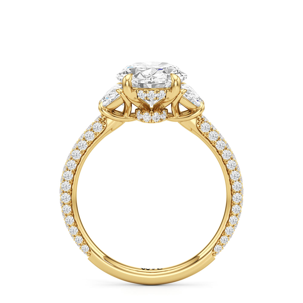 Oval Cut The Juliet Three Stone Engagement Ring with Lab Grown Diamond in 14KT Yellow Gold view 2
