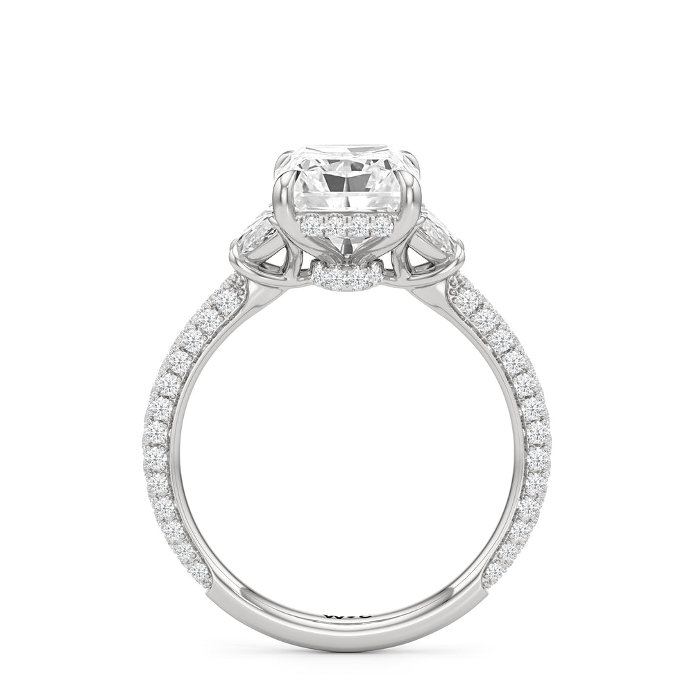 Radiant Cut The Juliet Three Stone Engagement Ring with Lab Grown Diamond in 14KT Platinum view 2
