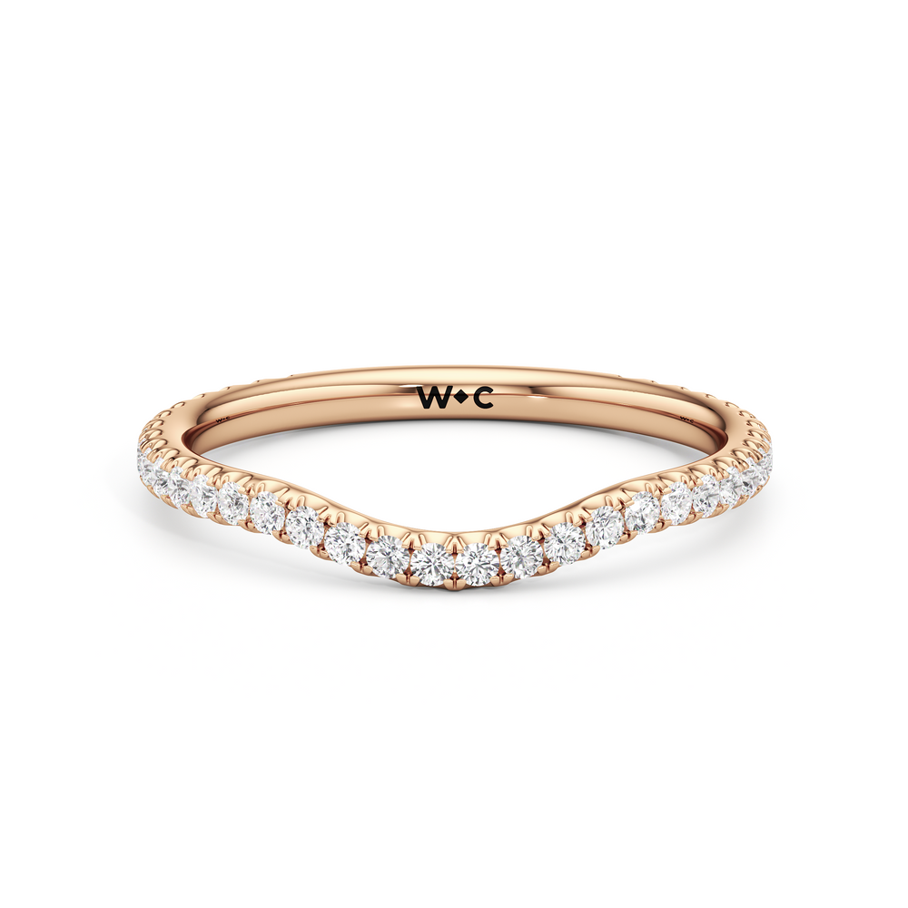 The Scarlett Three Stone Diamond Wedding Band with 18KT Rose Gold Cut Diamond in 14KT Rose Gold view 1
