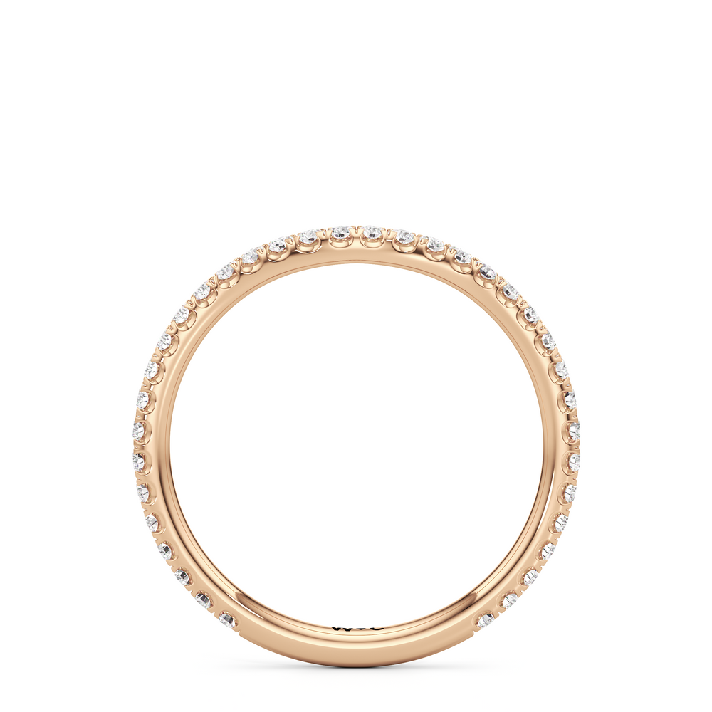 The Scarlett Three Stone Diamond Wedding Band with 18KT Rose Gold Cut Diamond in 14KT Rose Gold view 2
