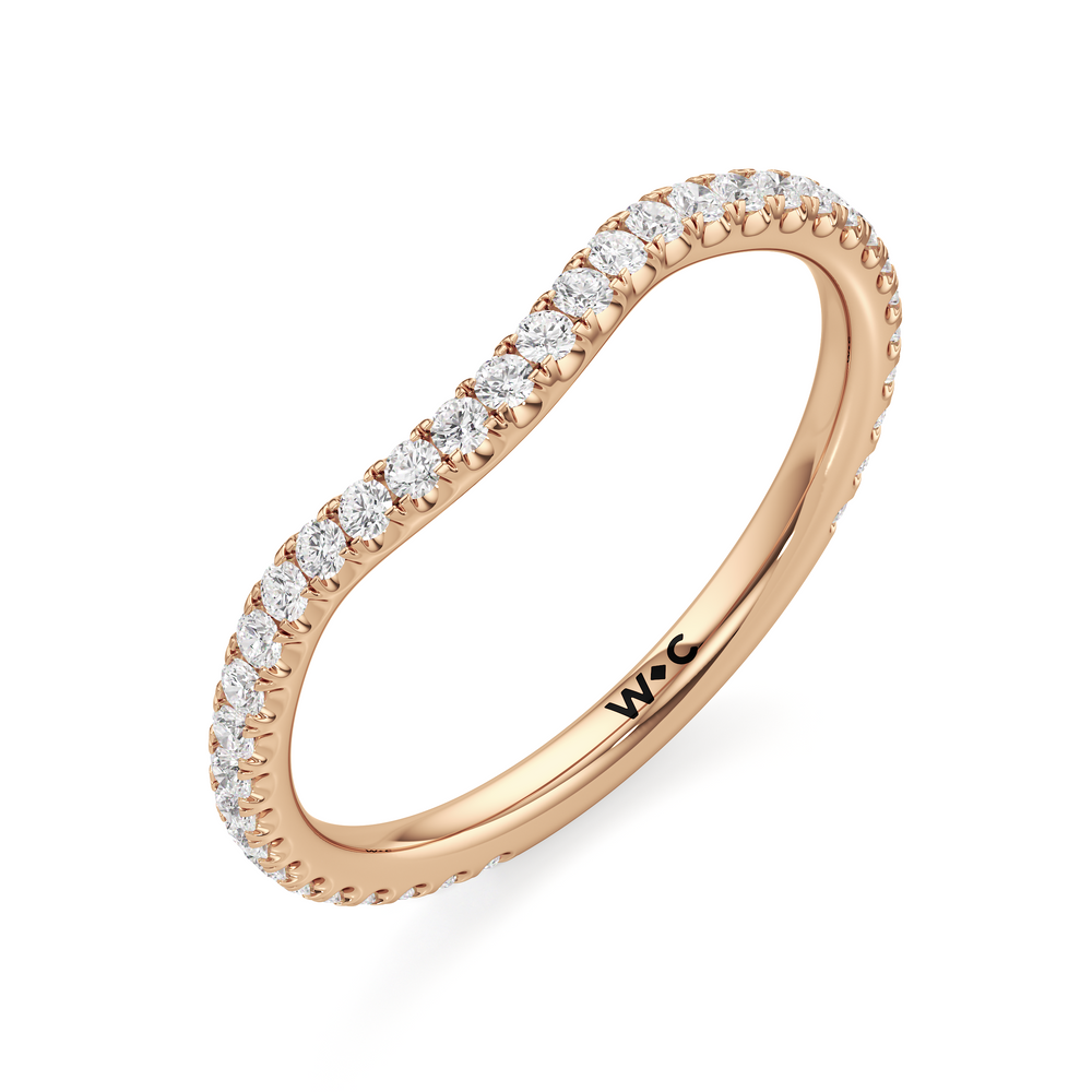 The Scarlett Three Stone Diamond Wedding Band with 18KT Rose Gold Cut Diamond in 14KT Rose Gold view 3
