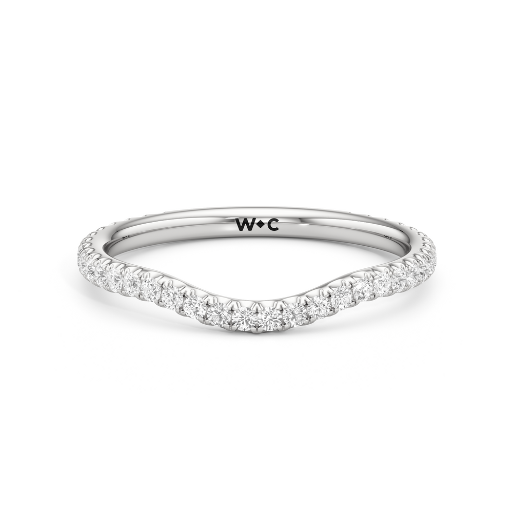 The Scarlett Three Stone Diamond Wedding Band with Platinum Cut Diamond in 14KT Platinum view 1
