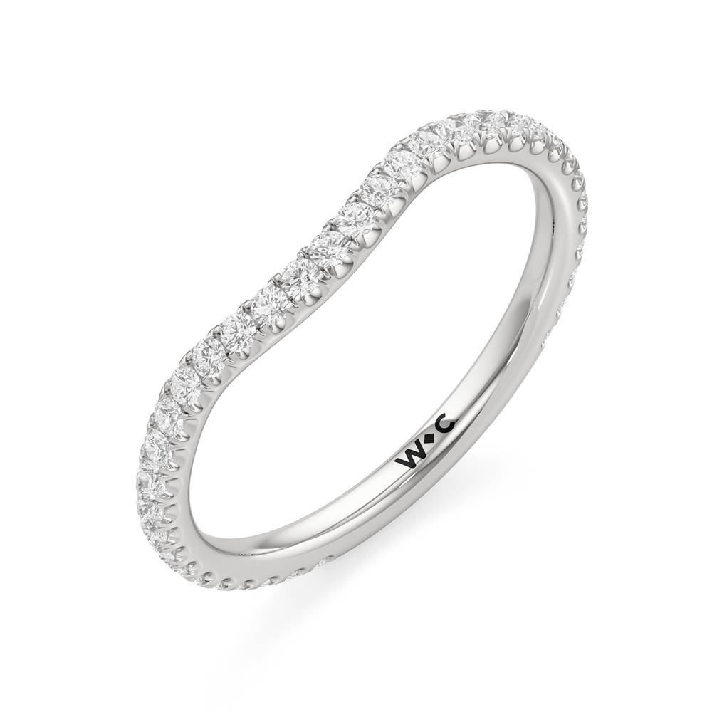 The Scarlett Three Stone Diamond Wedding Band with Platinum Cut Diamond in 14KT Platinum view 3
