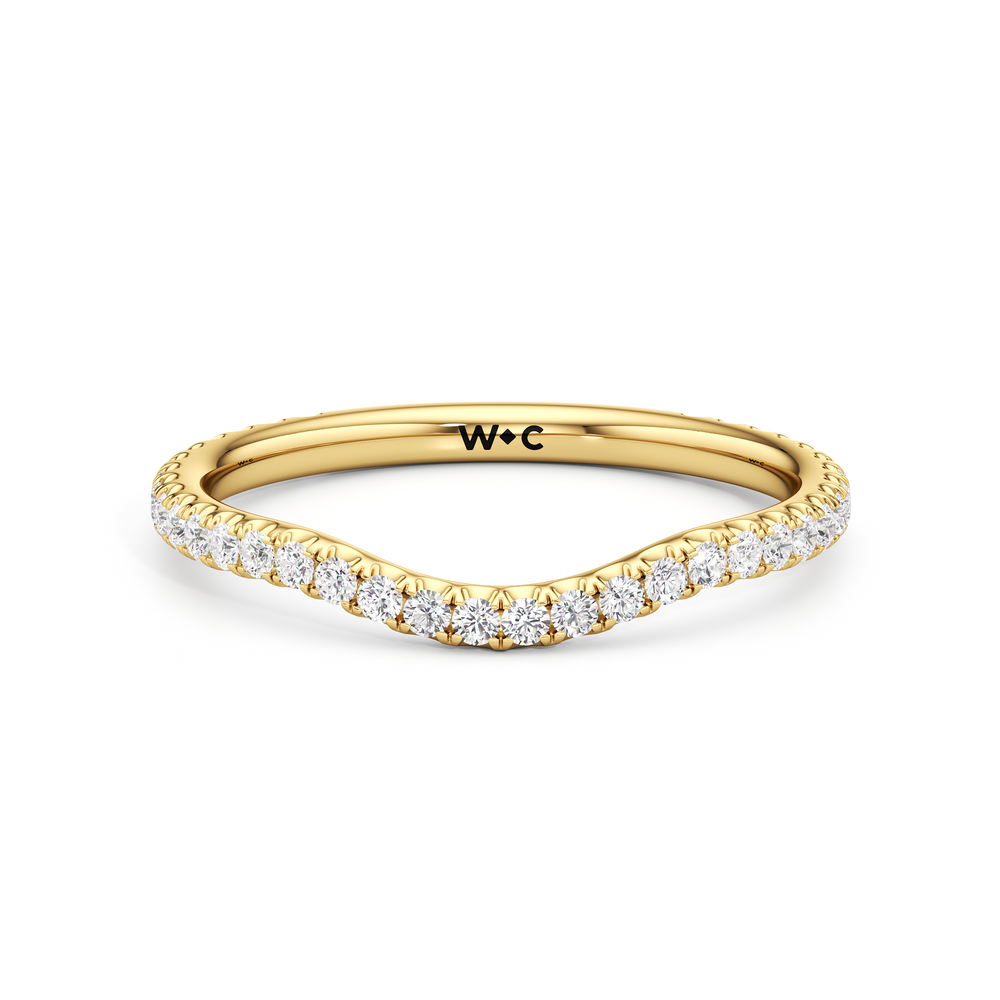The Scarlett Three Stone Diamond Wedding Band with 18KT Yellow Gold Cut Diamond in 14KT Yellow Gold view 1
