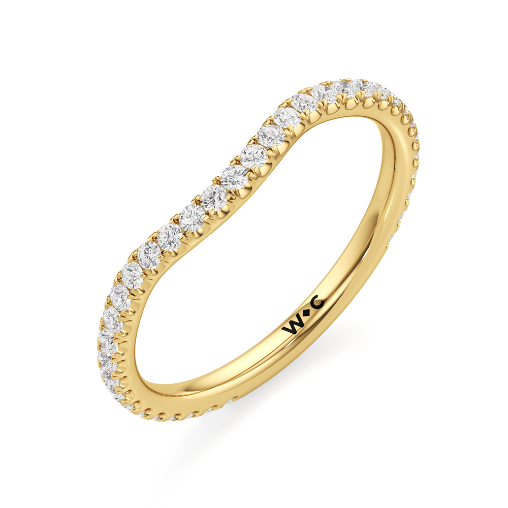 The Scarlett Three Stone Diamond Wedding Band with 18KT Yellow Gold Cut Diamond in 14KT Yellow Gold view 3
