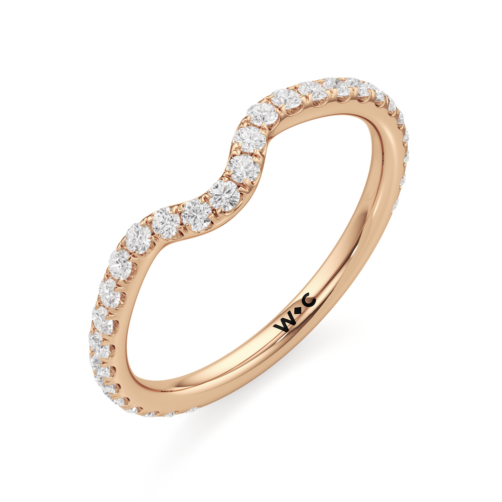 The Olivia Three Stone Diamond Wedding Band with 18KT Rose Gold Cut Diamond in 14KT Rose Gold view 3
