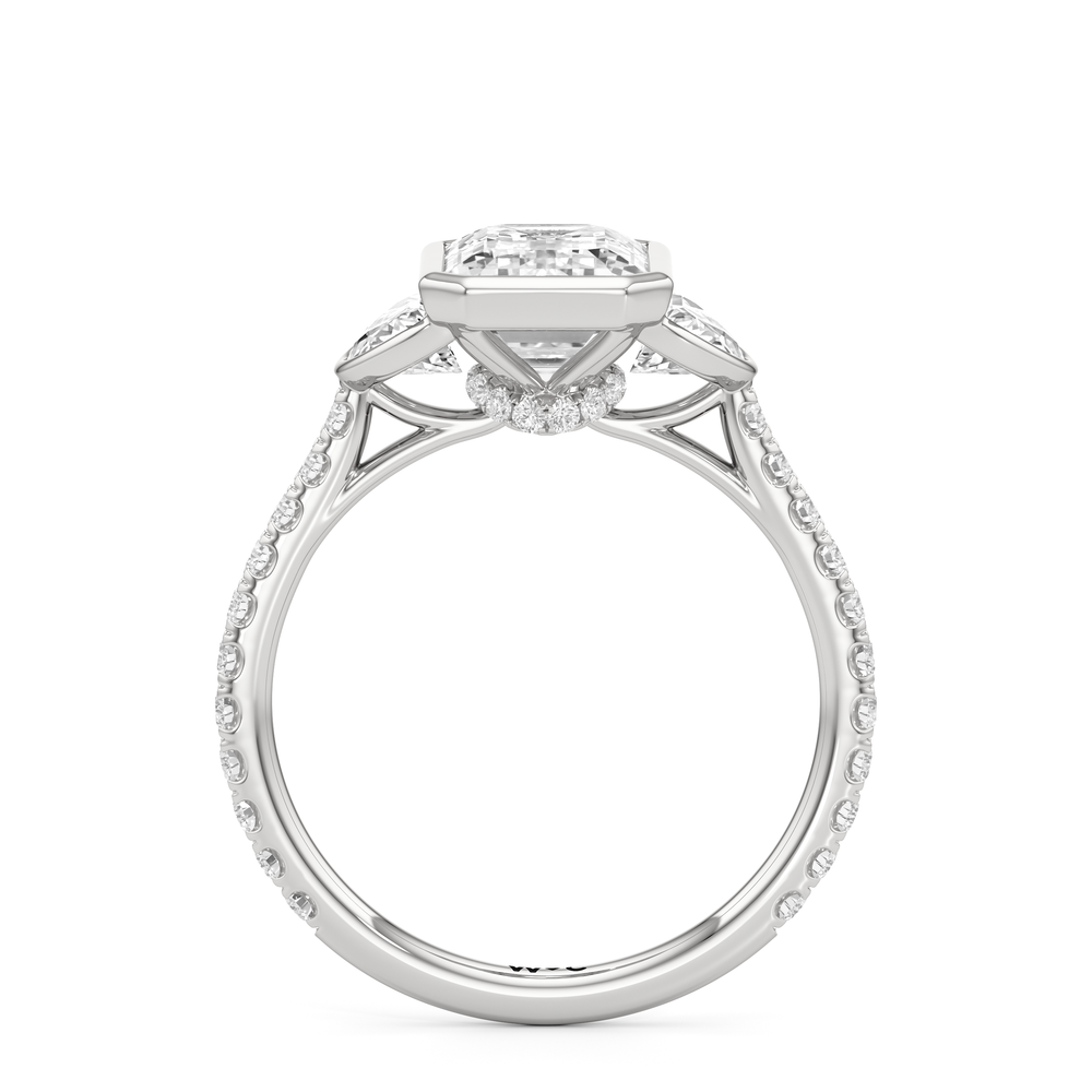 Emerald Cut The Olivia Three Stone Engagement Ring with Lab Grown Diamond in 14KT Platinum view 2
