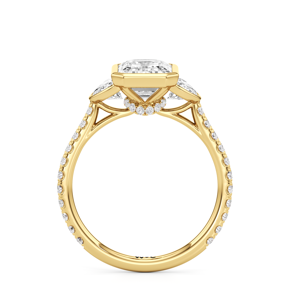 Emerald Cut The Olivia Three Stone Engagement Ring with Lab Grown Diamond in 14KT Yellow Gold view 2
