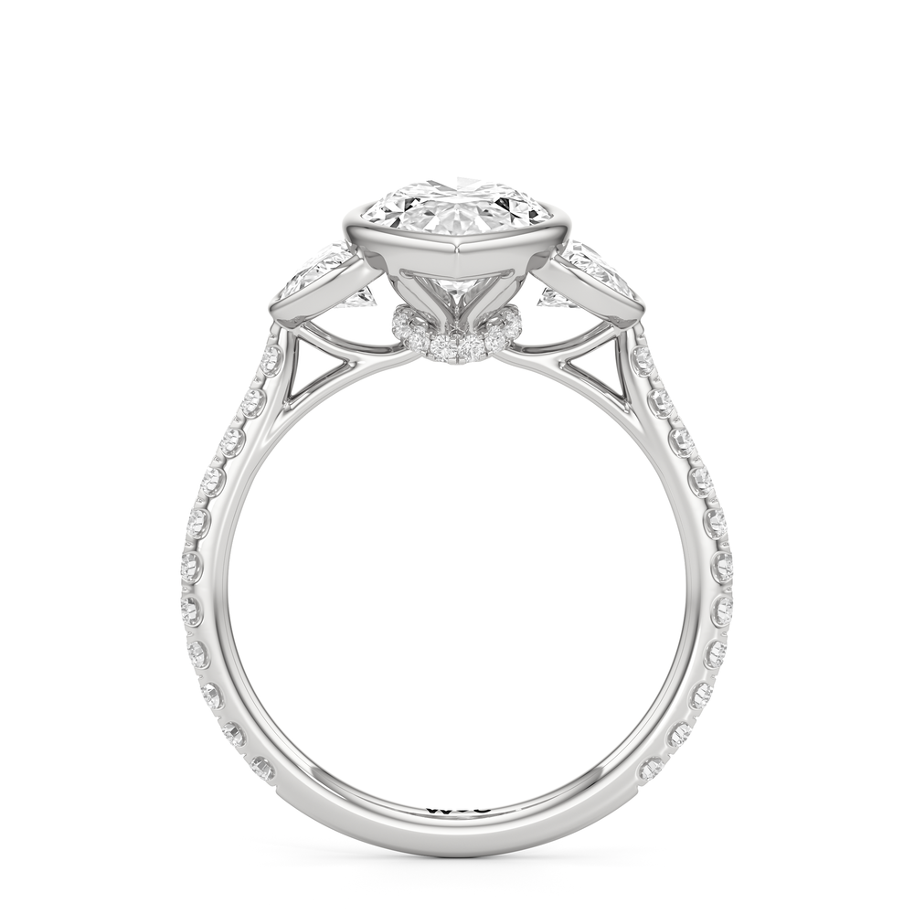 Marquise Cut The Olivia Three Stone Engagement Ring with Lab Grown Diamond in 14KT Platinum view 2
