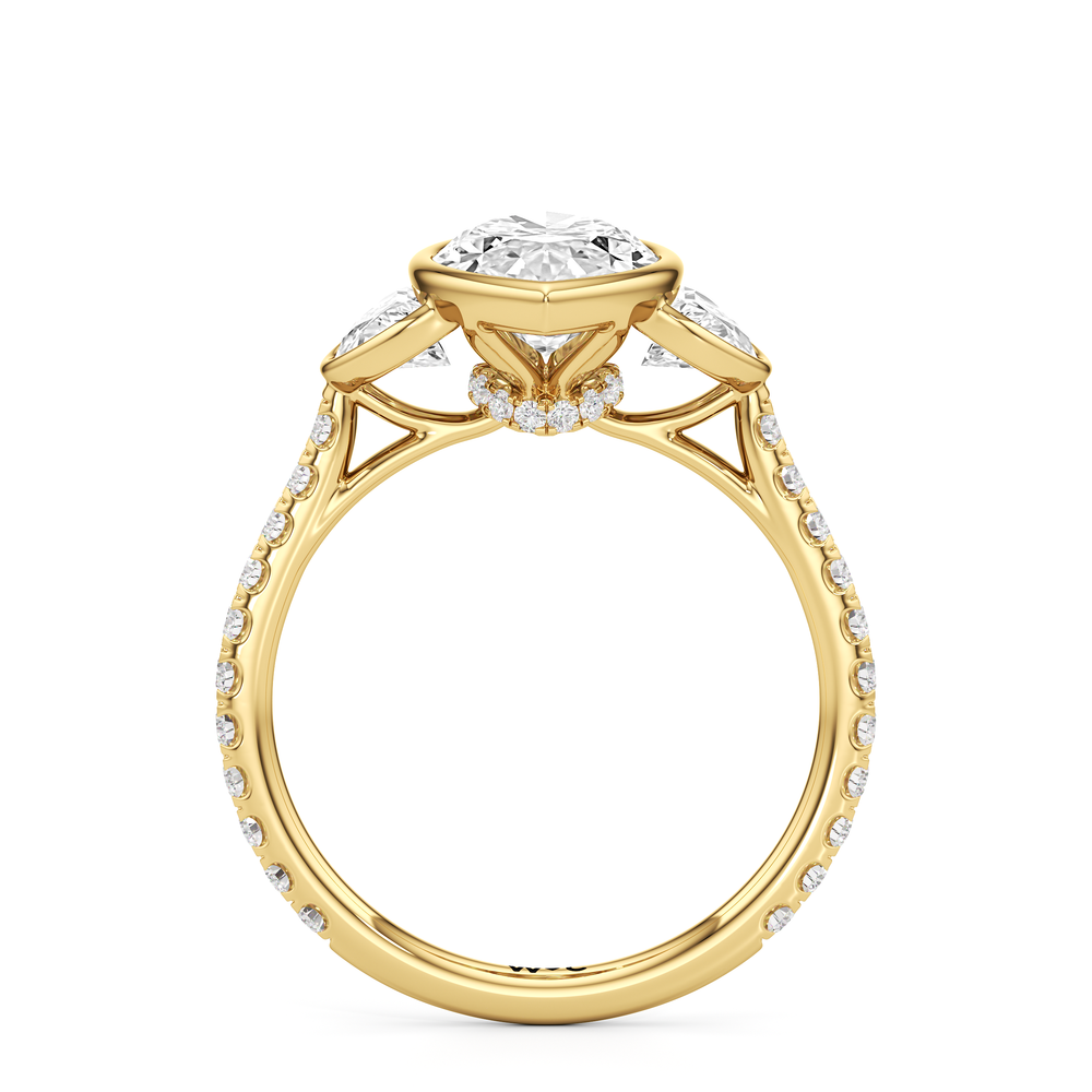 Marquise Cut The Olivia Three Stone Engagement Ring with Lab Grown Diamond in 14KT Yellow Gold view 2
