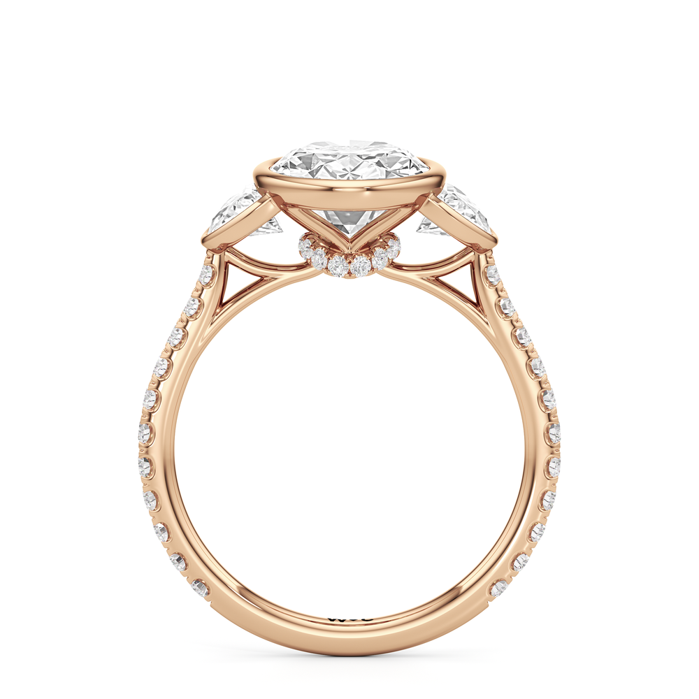 Oval Cut The Olivia Three Stone Engagement Ring with Lab Grown Diamond in 14KT Rose Gold view 2
