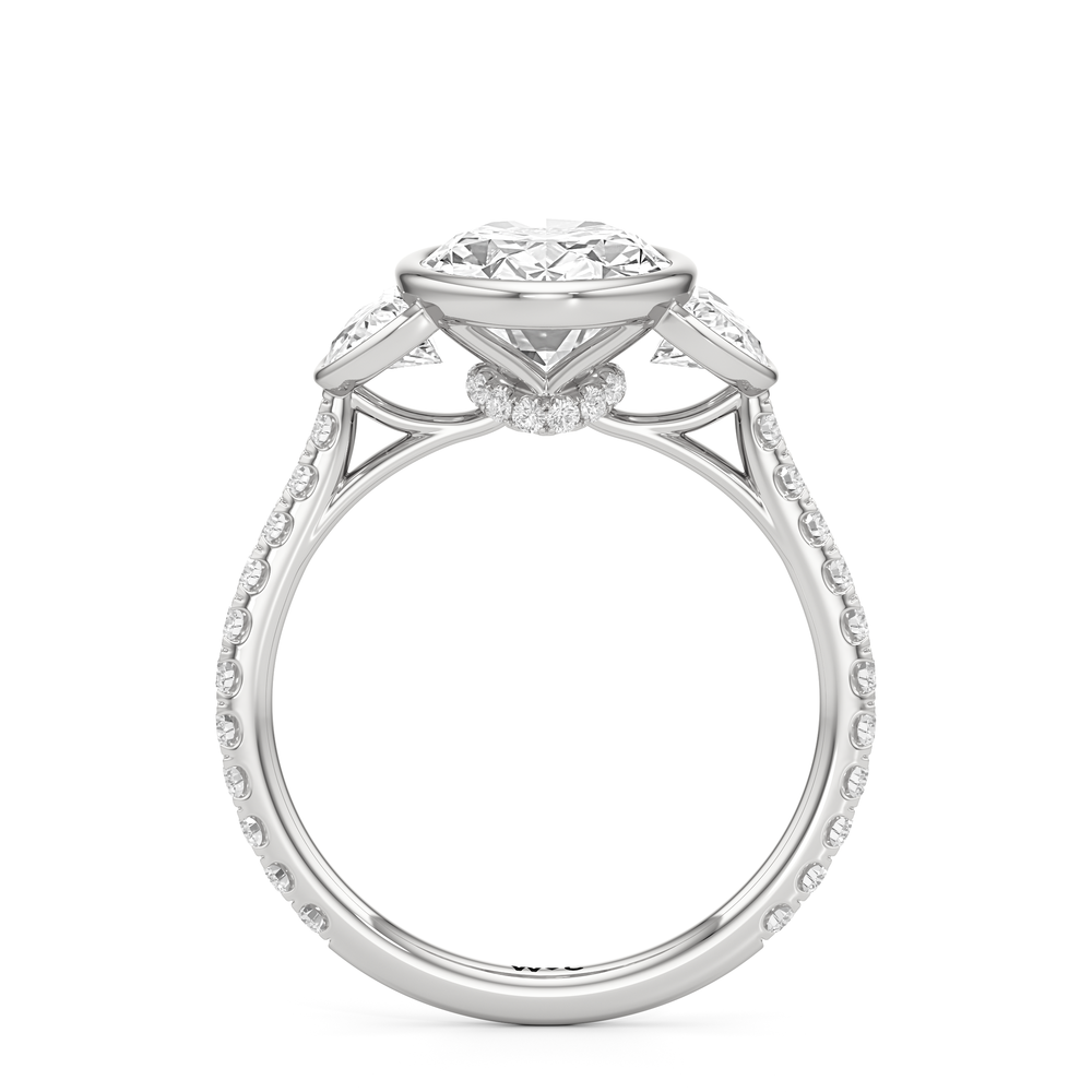 Oval Cut The Olivia Three Stone Engagement Ring with Lab Grown Diamond in 14KT Platinum view 2
