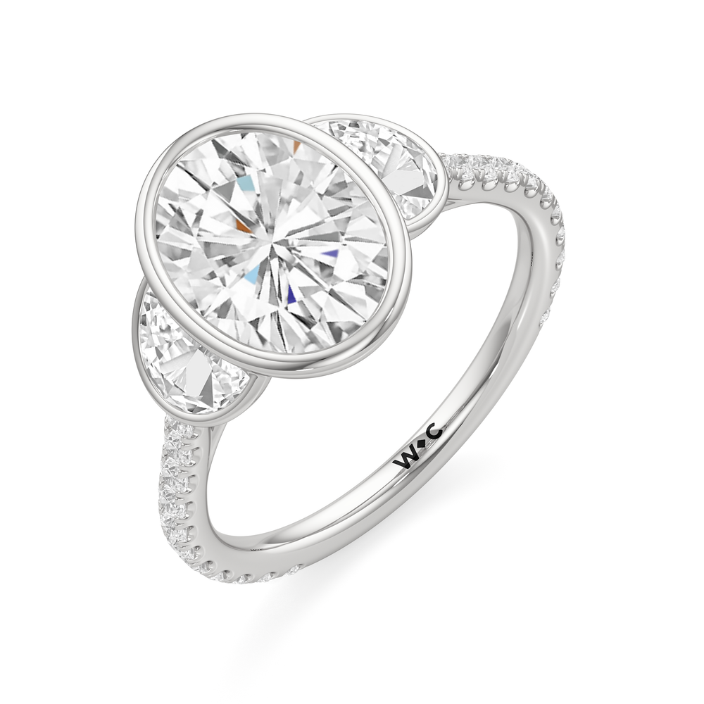 Oval Cut The Olivia Three Stone Engagement Ring with Lab Grown Diamond in 14KT Platinum view 3
