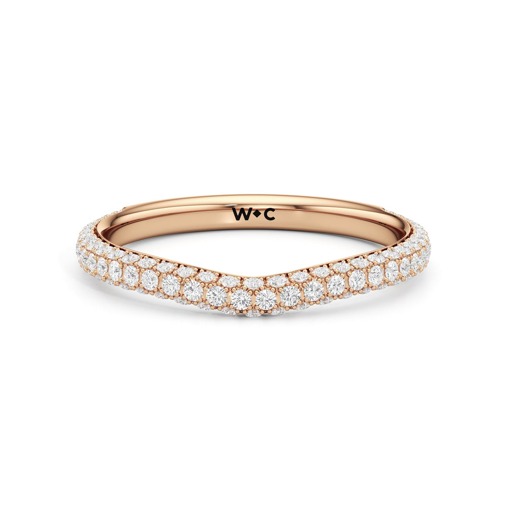 The Belle Three Stone Diamond Wedding Band with 18KT Rose Gold Cut Diamond in 14KT Rose Gold view 1
