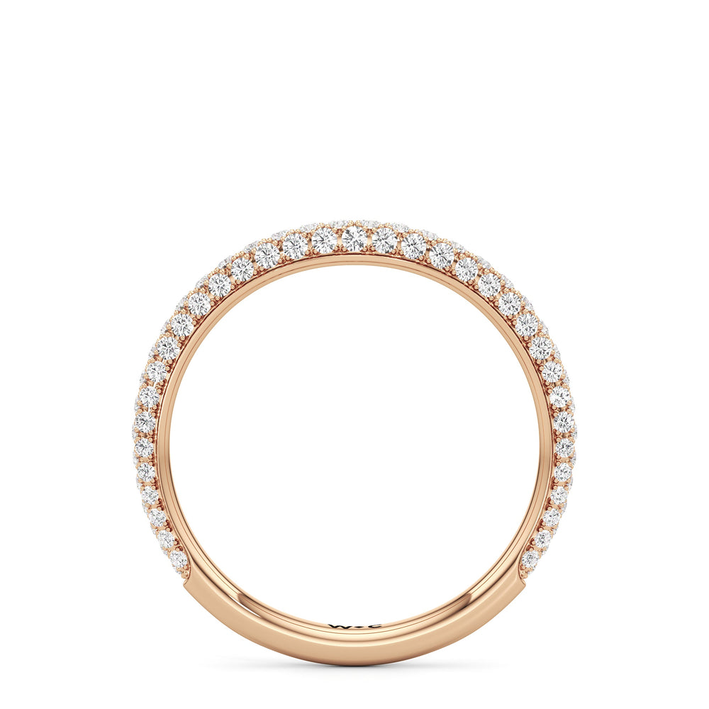 The Belle Three Stone Diamond Wedding Band with 18KT Rose Gold Cut Diamond in 14KT Rose Gold view 2
