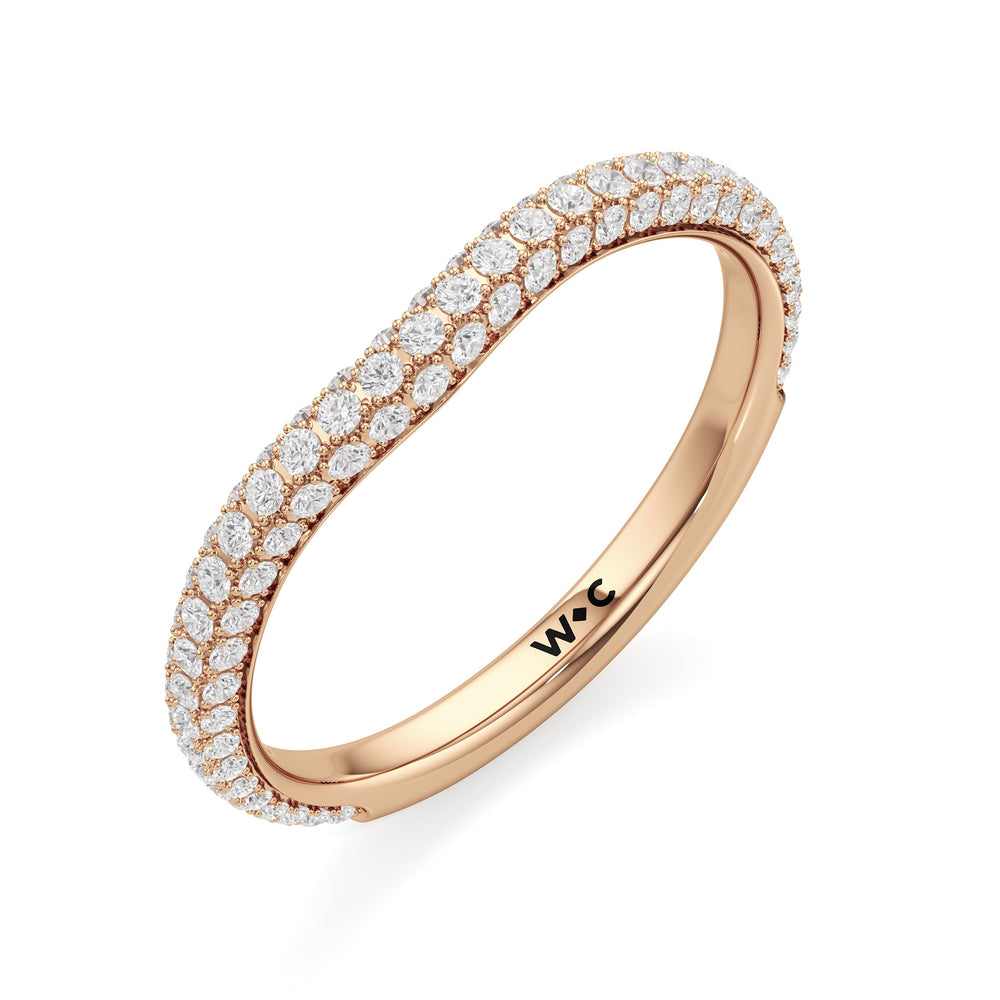 The Belle Three Stone Diamond Wedding Band with 18KT Rose Gold Cut Diamond in 14KT Rose Gold view 3
