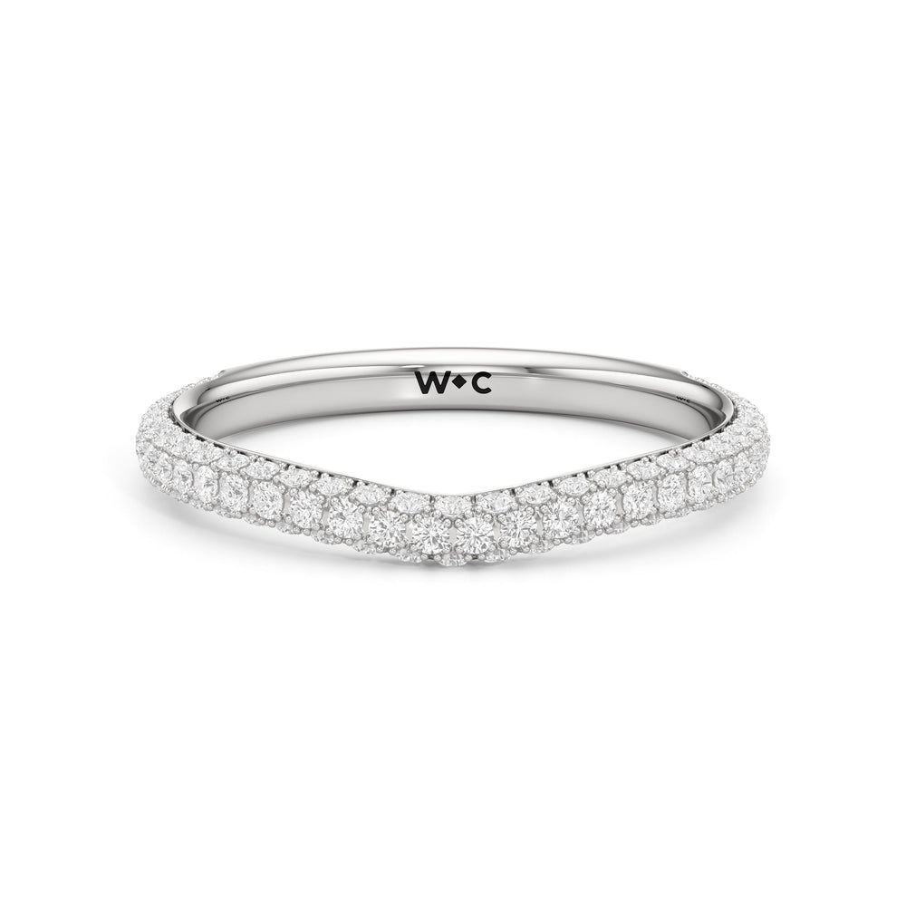 The Belle Three Stone Diamond Wedding Band with Platinum Cut Diamond in 14KT Platinum view 1
