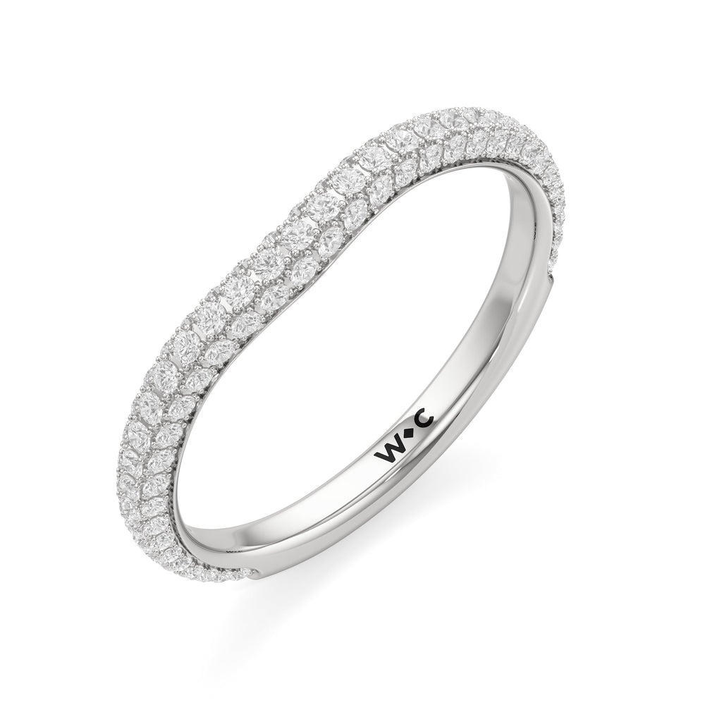 The Belle Three Stone Diamond Wedding Band with Platinum Cut Diamond in 14KT Platinum view 3
