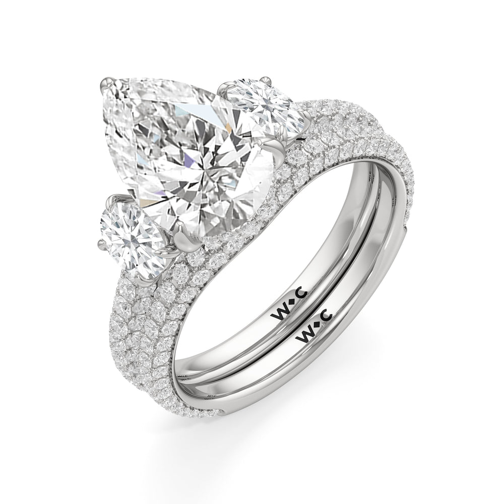 The Belle Three Stone Engagement Ring with Radiant Cut Diamond in 14KT Platinum view 4
