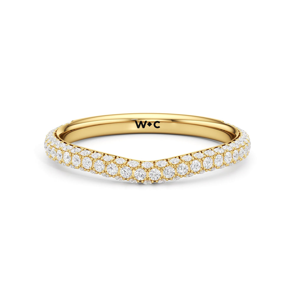 The Belle Three Stone Diamond Wedding Band with 18KT Yellow Gold Cut Diamond in 14KT Yellow Gold view 1
