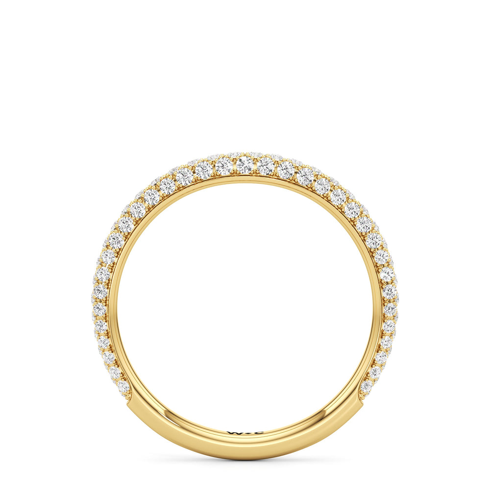The Belle Three Stone Diamond Wedding Band with 18KT Yellow Gold Cut Diamond in 14KT Yellow Gold view 2
