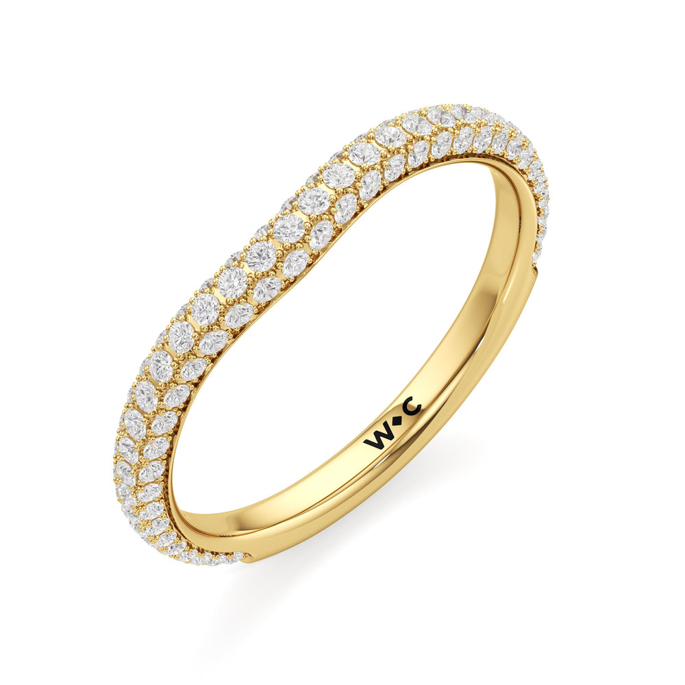 The Belle Three Stone Diamond Wedding Band with 18KT Yellow Gold Cut Diamond in 14KT Yellow Gold view 3
