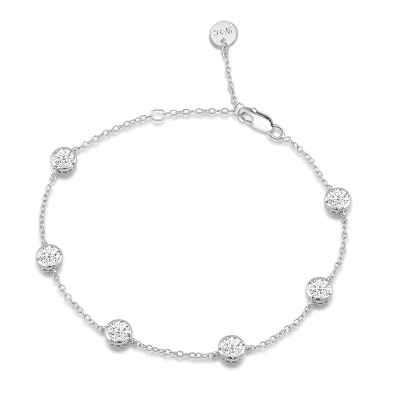 Bezel Set Round Station Bracelet