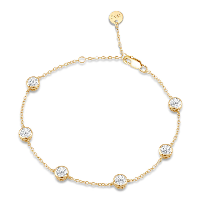 Bezel Set Round Station Bracelet
