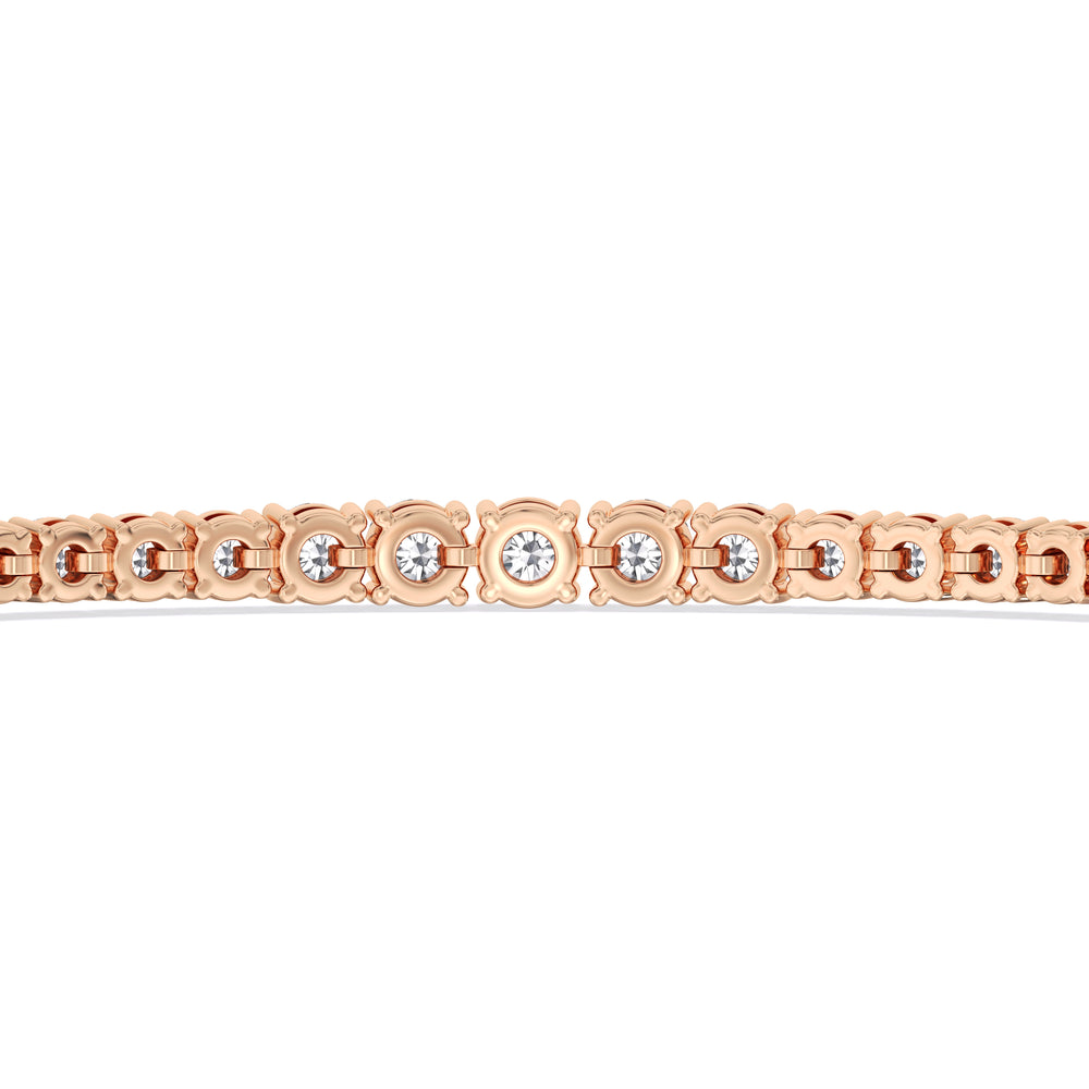 Graduating Tennis Lab Created Diamond Bolo Bracelet with Lab Cut Diamond in 14KT Rose Gold view 6
