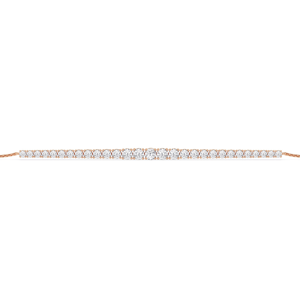 Graduating Tennis Lab Created Diamond Bolo Bracelet with Lab Cut Diamond in 14KT Rose Gold view 5
