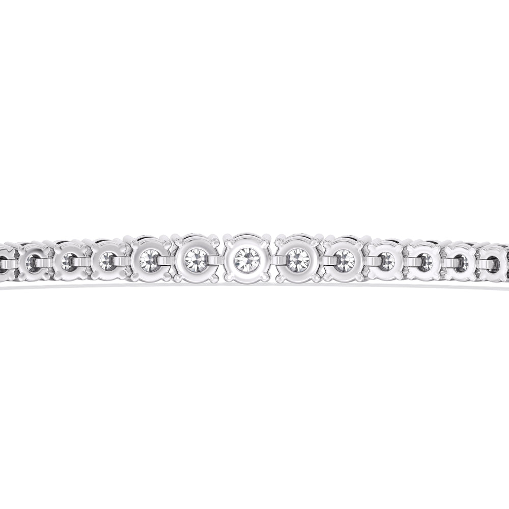 Graduating Tennis Lab Created Diamond Bolo Bracelet with Lab Cut Diamond in 14KT White Gold view 6
