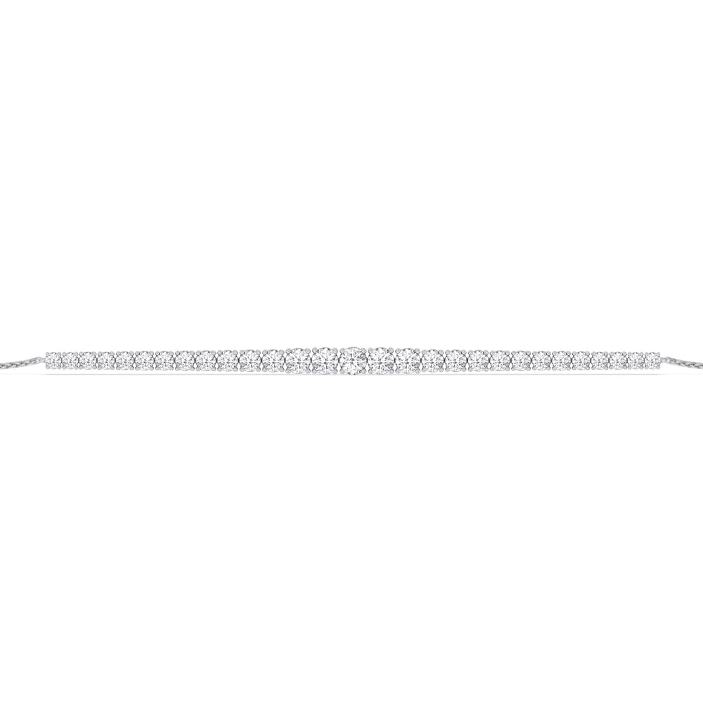 Graduating Tennis Lab Created Diamond Bolo Bracelet with Lab Cut Diamond in 14KT White Gold view 5

