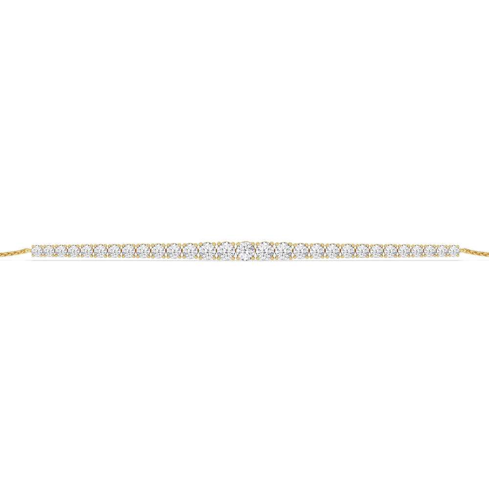 Graduating Tennis Lab Created Diamond Bolo Bracelet with Lab Cut Diamond in 14KT Yellow Gold view 5
