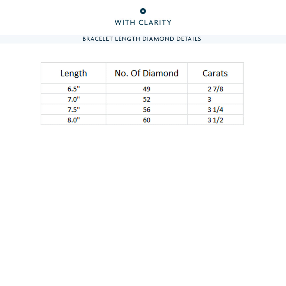 Lotus Prong Round Lab Diamond Tennis Bracelet with 3 Cut Diamond in 14KT White Gold view 3
