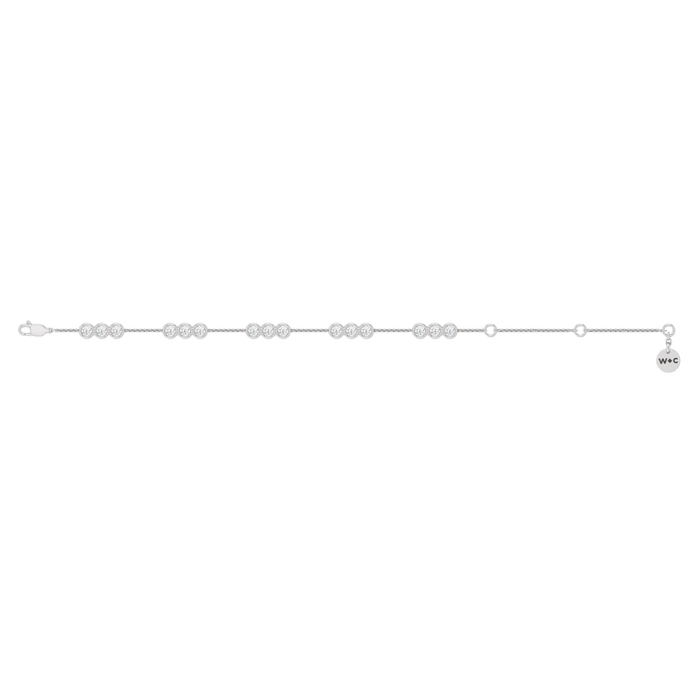 Three Bezel Station Bracelet with Lab Cut Diamond in 14KT White Gold view 7
