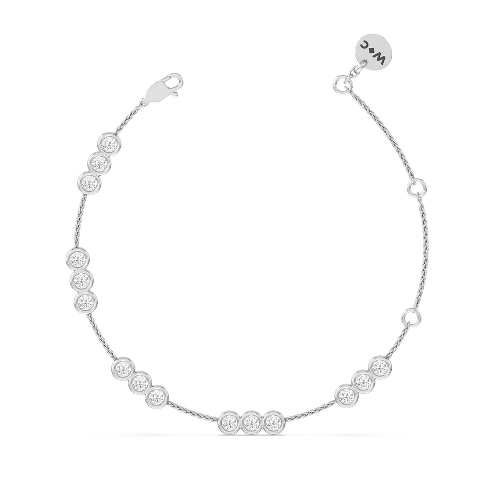 Three Bezel Station Bracelet with Lab Cut Diamond in 14KT White Gold view 5
