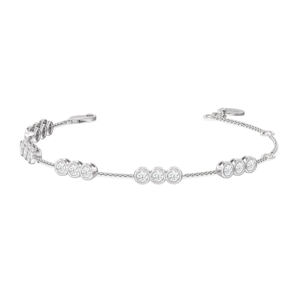 Three Bezel Station Bracelet with Lab Cut Diamond in 14KT White Gold view 1

