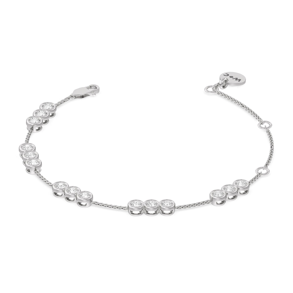 Three Bezel Station Bracelet with Lab Cut Diamond in 14KT White Gold view 2
