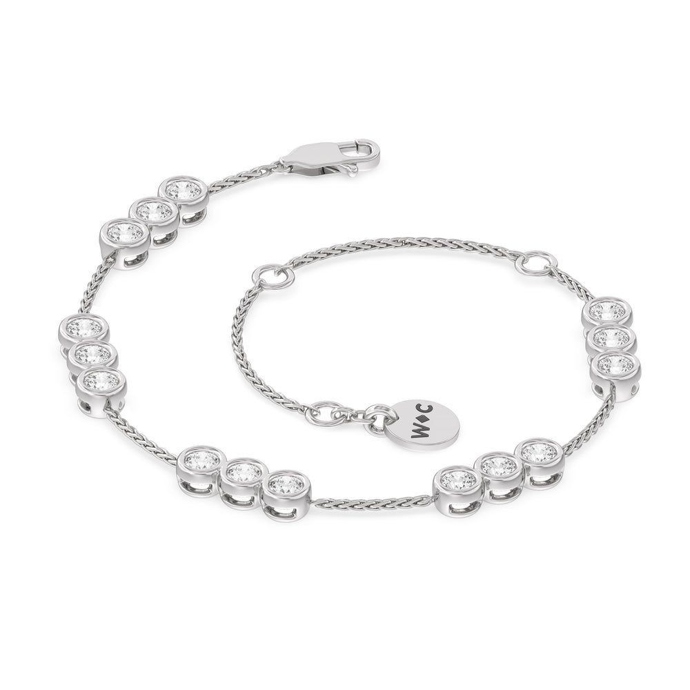 Three Bezel Station Bracelet with Lab Cut Diamond in 14KT White Gold view 6
