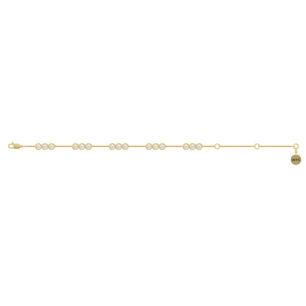 Three Bezel Station Bracelet with Lab Cut Diamond in 14KT Yellow Gold view 7
