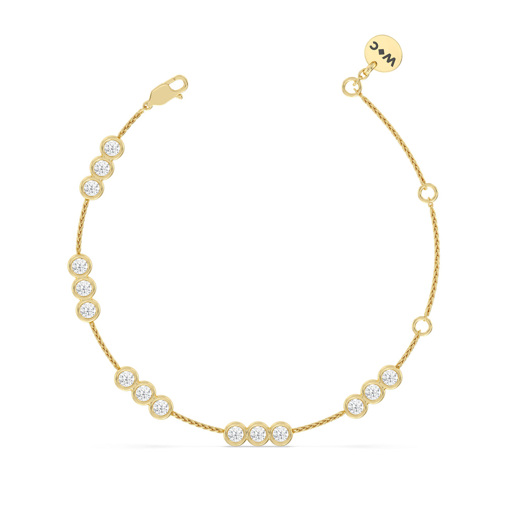 Three Bezel Station Bracelet with Lab Cut Diamond in 14KT Yellow Gold view 5

