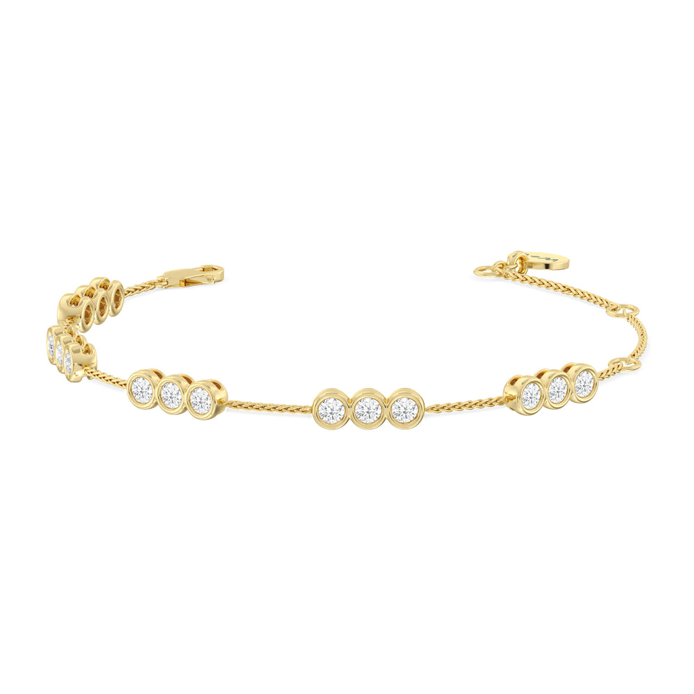 Three Bezel Station Bracelet with Lab Cut Diamond in 14KT Yellow Gold view 1
