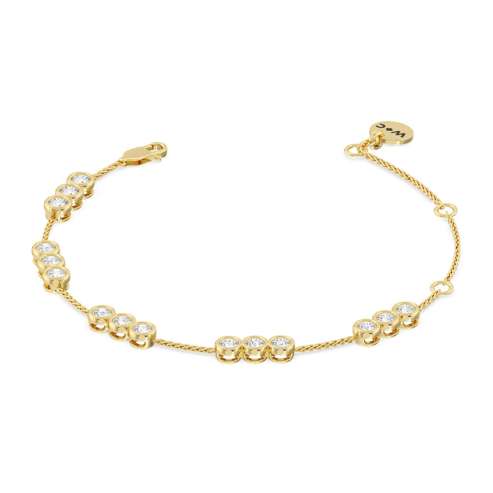 Three Bezel Station Bracelet with Lab Cut Diamond in 14KT Yellow Gold view 2
