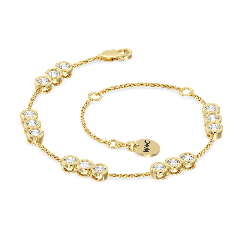 Three Bezel Station Bracelet with Lab Cut Diamond in 14KT Yellow Gold view 6
