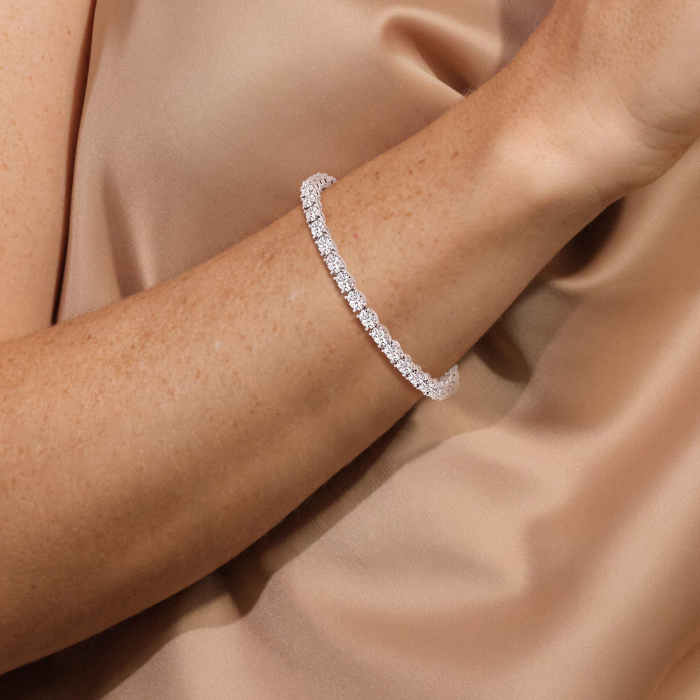 East-West Oval Tennis Bracelet with 7 Cut Diamond in 14KT Yellow Gold view 3

