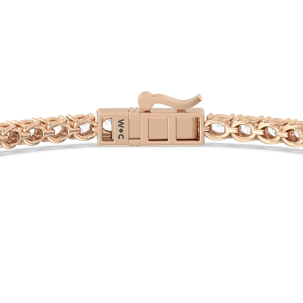 East-West Oval Tennis Bracelet with 5 Cut Diamond in 14KT Rose Gold view 6
